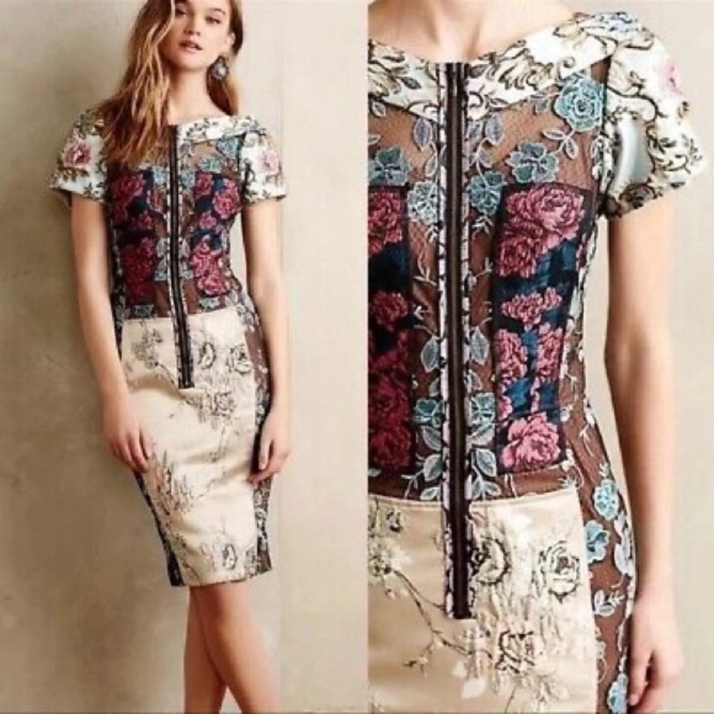Anthropologie Beguile by Byron Lars Floral Brocade Tapestry Sheath Dress 2